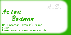 arion bodnar business card